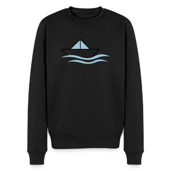 Paper boat on waves - Men's Premium Organic Jumper - black - Front - Nico (187cm)