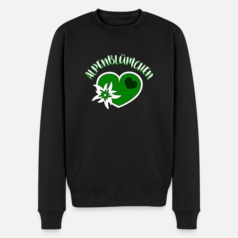 Edelweiss Herz Trachten Dirndl Alpenblümchen - Männer Premium Bio Pullover - Schwarz