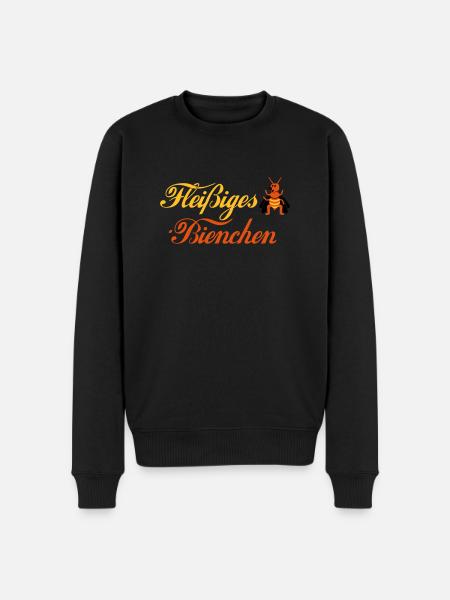 Fleißiges-Bienchen + Biene seitlich - Männer Premium Bio Pullover - Schwarz