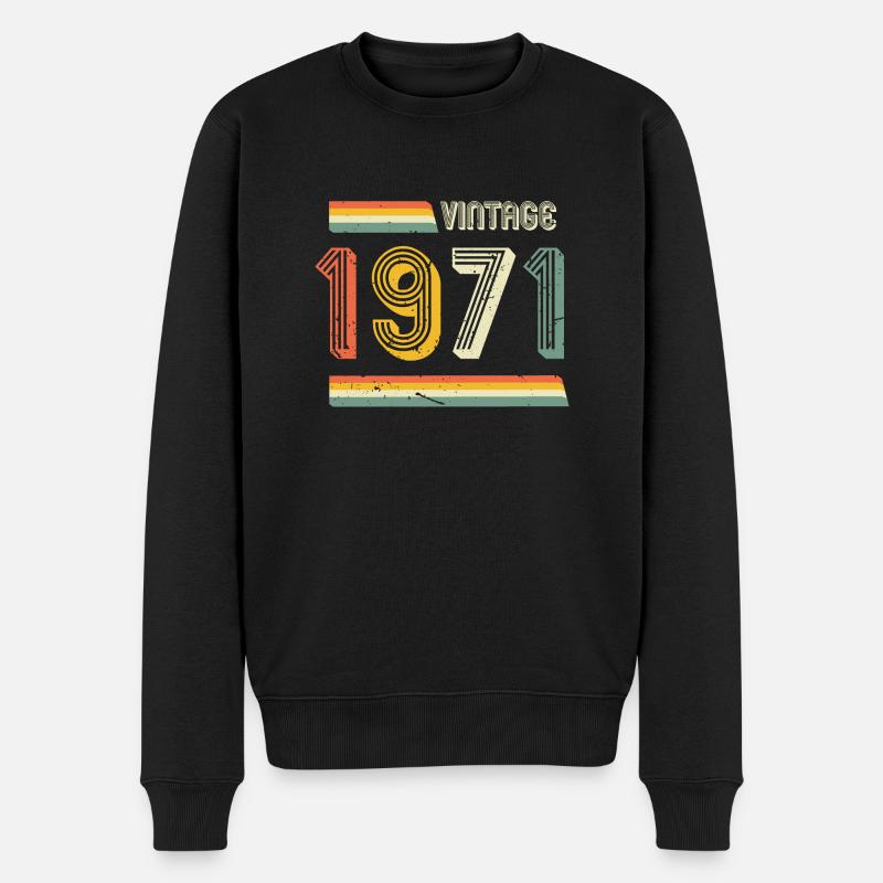 Vintage 1971 - Männer Premium Bio Pullover - Schwarz