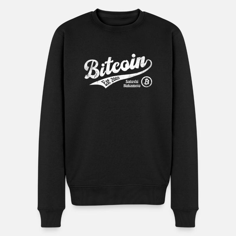 Bitcoin Vintage Trader BTC Krypto Blockchain - Männer Premium Bio Pullover - Schwarz