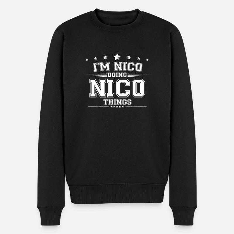 Nico - Männer Premium Bio Pullover - Schwarz