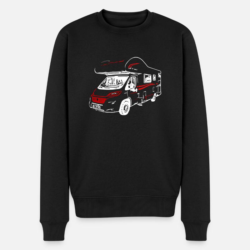 Wohnmobil Alkoven Camping Desgin Weiß/Rot - Männer Premium Bio Pullover - Schwarz