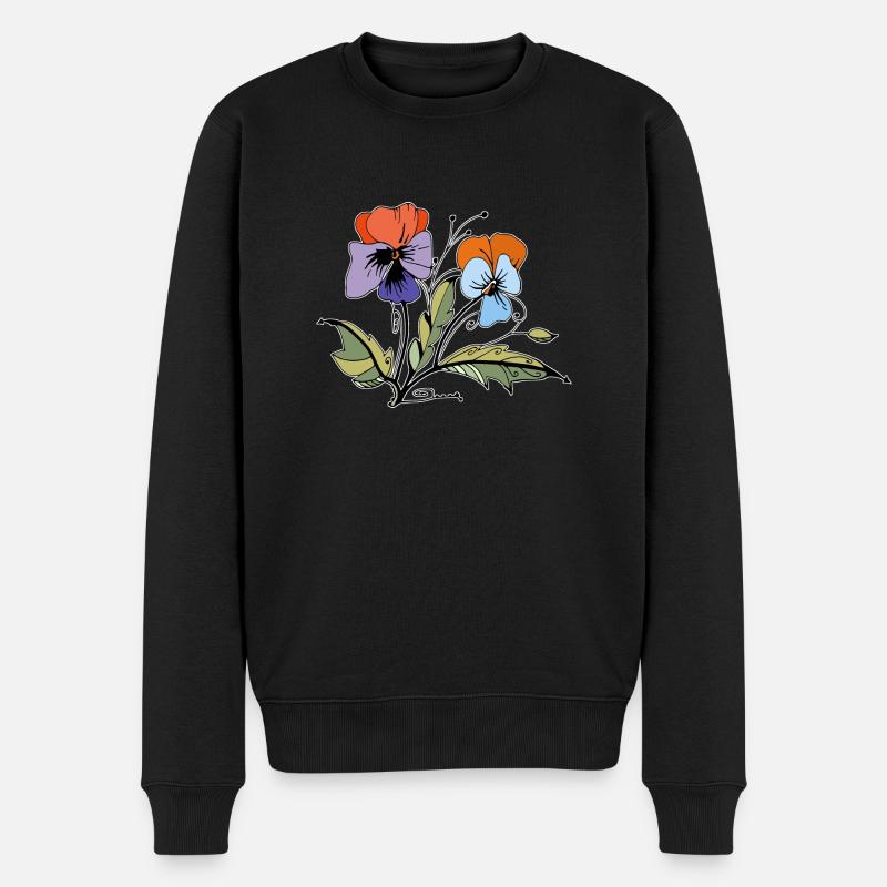 Blumen - Männer Premium Bio Pullover - Schwarz