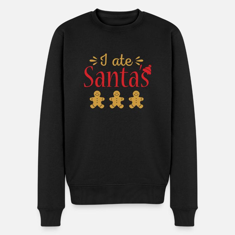 I ate Santa´s gingerbread - Männer Premium Bio Pullover - Schwarz