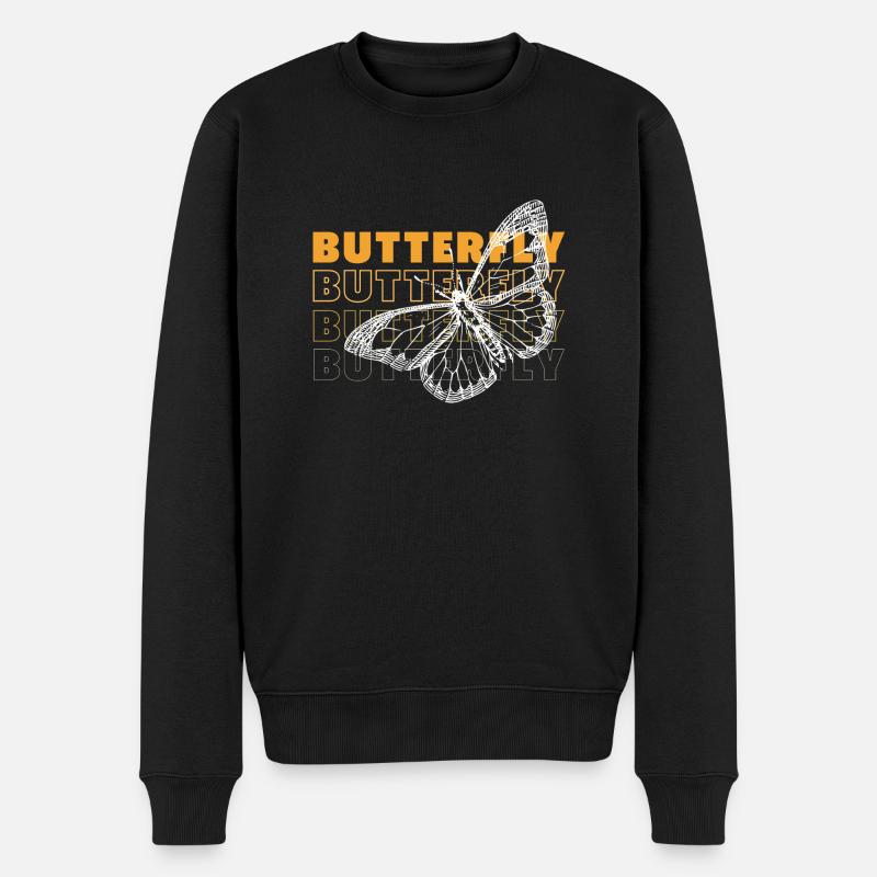 Butterfly Schmetterling - Männer Premium Bio Pullover - Schwarz