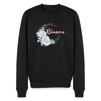 Für Bianca - Männer Premium Bio Pullover - Schwarz - Vorne - Nico (187cm)