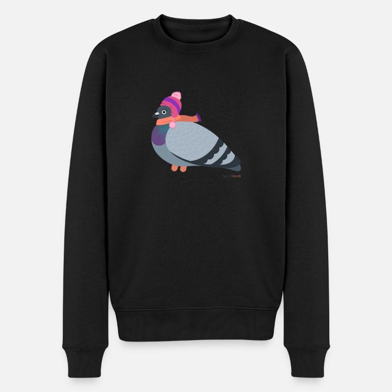 Taubenmädchen mit pinkem Winter-Outfit - Männer Premium Bio Pullover - Schwarz