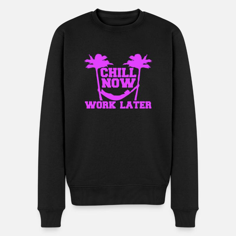 Chill Now Work Later Hängematte Arbeiten Schlafen - Männer Premium Bio Pullover - Schwarz