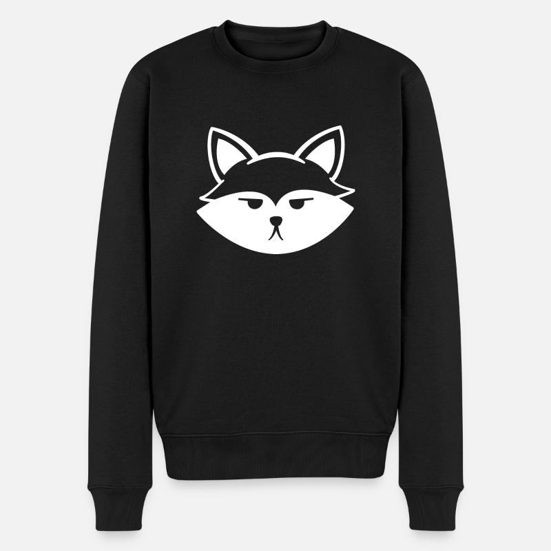 Grimmiger niedlicher Fuchs - Männer Premium Bio Pullover - Schwarz