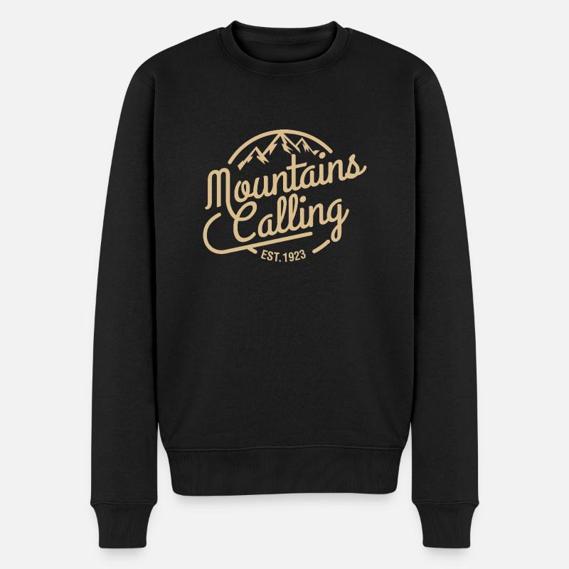 Die Berge rufen - Männer Premium Bio Pullover - Schwarz