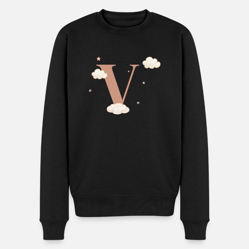 Lettre v nuages étoiles - Pull Premium bio Homme - noir