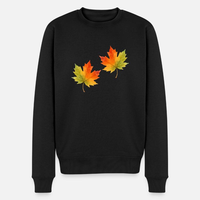 Feuille d’érable Feuille Aquarelle 2 - Pull Premium bio Homme - noir