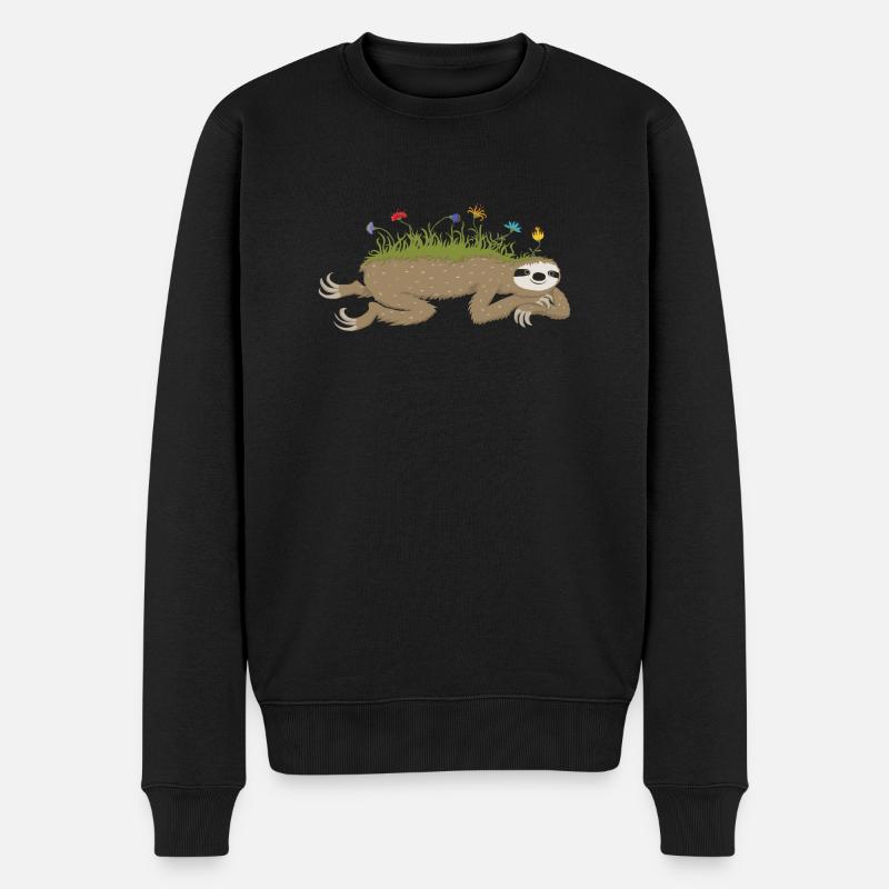 Faultierfrühling - Männer Premium Bio Pullover - Schwarz