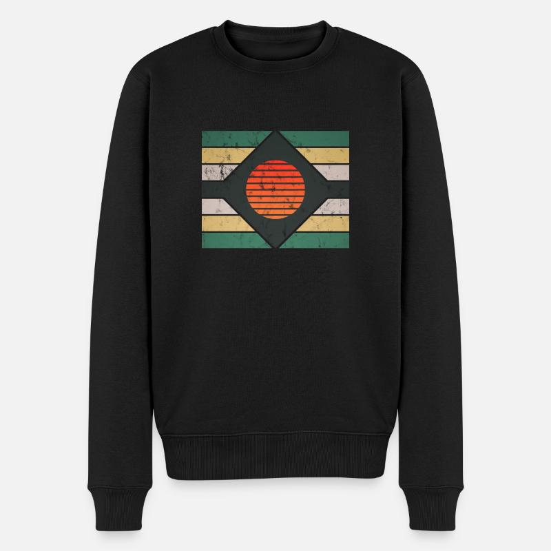 Grafisches Retro Motiv - Männer Premium Bio Pullover - Schwarz