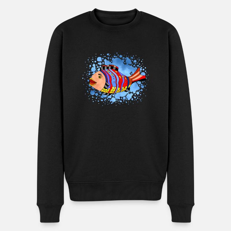 Fisch - Männer Premium Bio Pullover - Schwarz