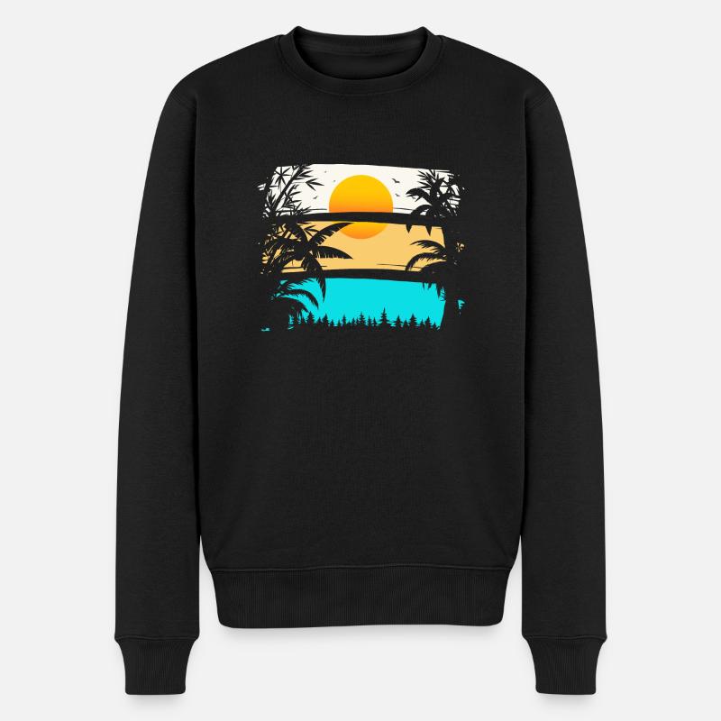 SUNDOWN - PALM TREES, SUN - Pull Premium bio Homme - noir