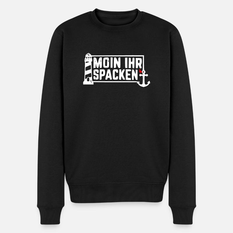 MOIN IHR SPACKEN - Ostseeliebe - Männer Premium Bio Pullover - Schwarz