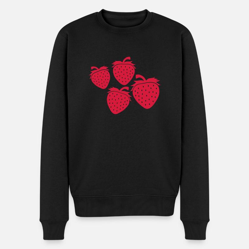 Erdbeeren Muster Design - Männer Premium Bio Pullover - Schwarz