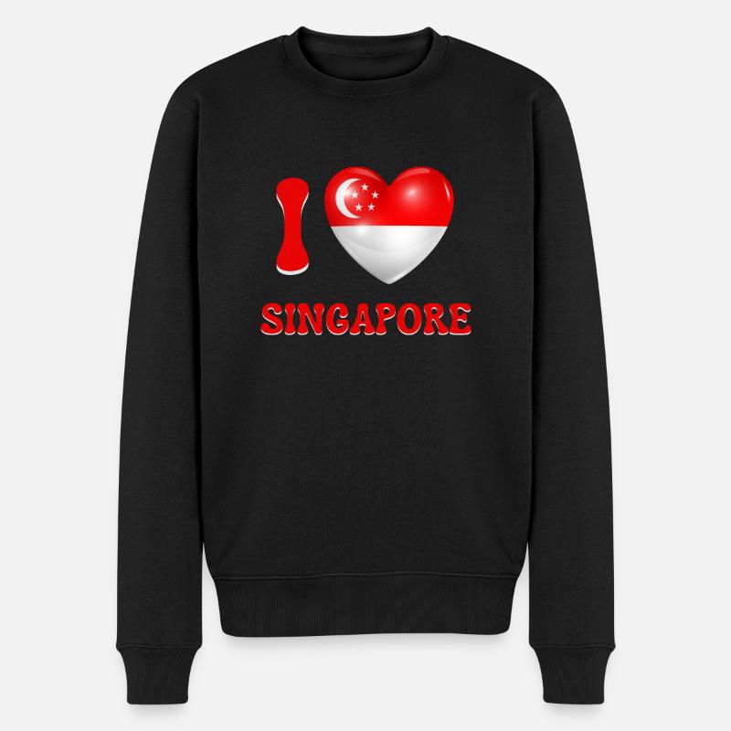 Ich liebe Singapur - Männer Premium Bio Pullover - Schwarz