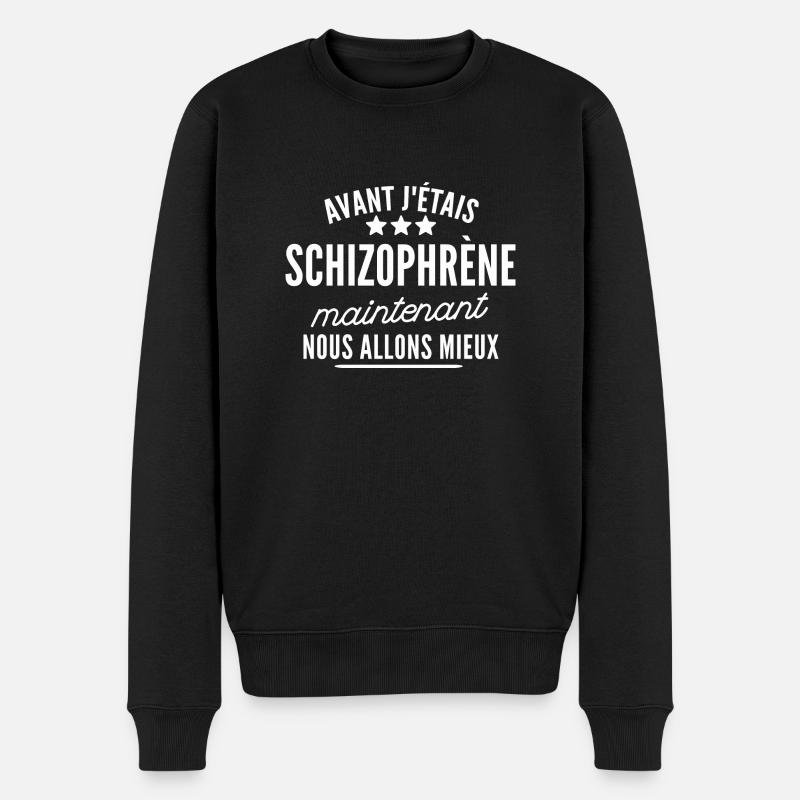 avant j étais schizophrène - Pull Premium bio Homme - noir