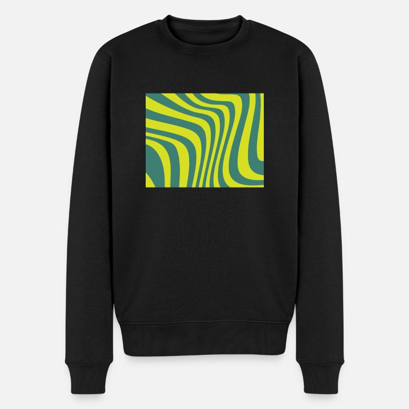 Grüne Wellen - Männer Premium Bio Pullover - Schwarz