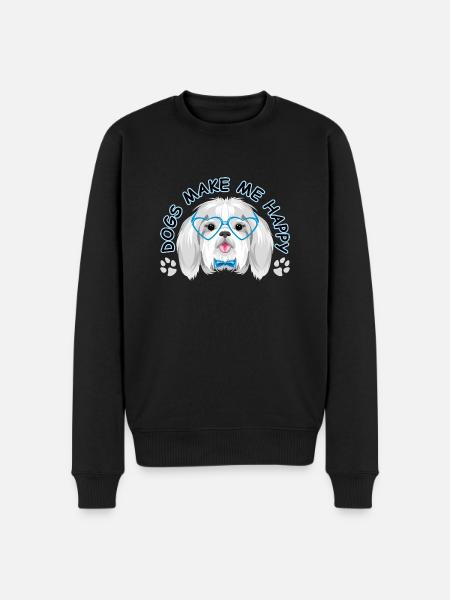 Dogs make me happy - Men's Premium Organic Jumper - black