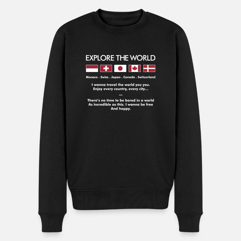 Explore The World a - Männer Premium Bio Pullover - Schwarz