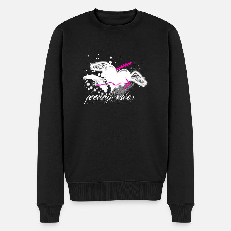 Feeling Vibes - Männer Premium Bio Pullover - Schwarz