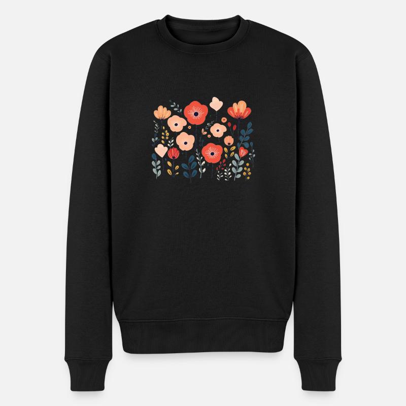 Mohnblumen - Männer Premium Bio Pullover - Schwarz