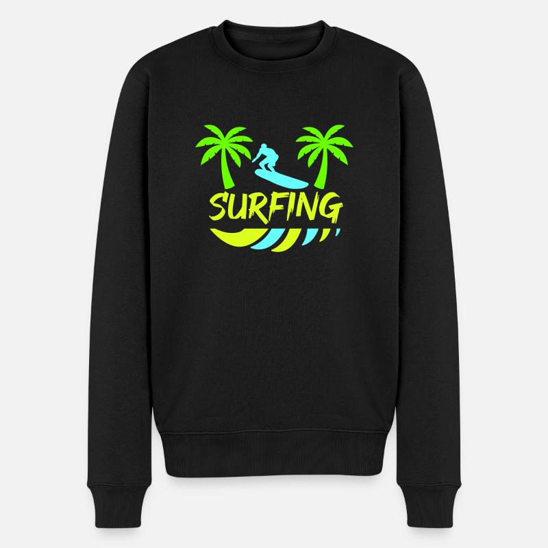 surfing - Männer Premium Bio Pullover - Schwarz