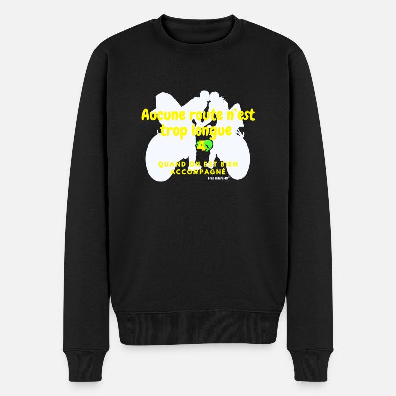 FR49 - Aucune route n’est trop longue vers. Yellow - Pull Premium bio Homme - noir