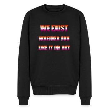 We Exist - Lesbian Flag - Men's Premium Organic Jumper - black - Front - Nico (187cm)