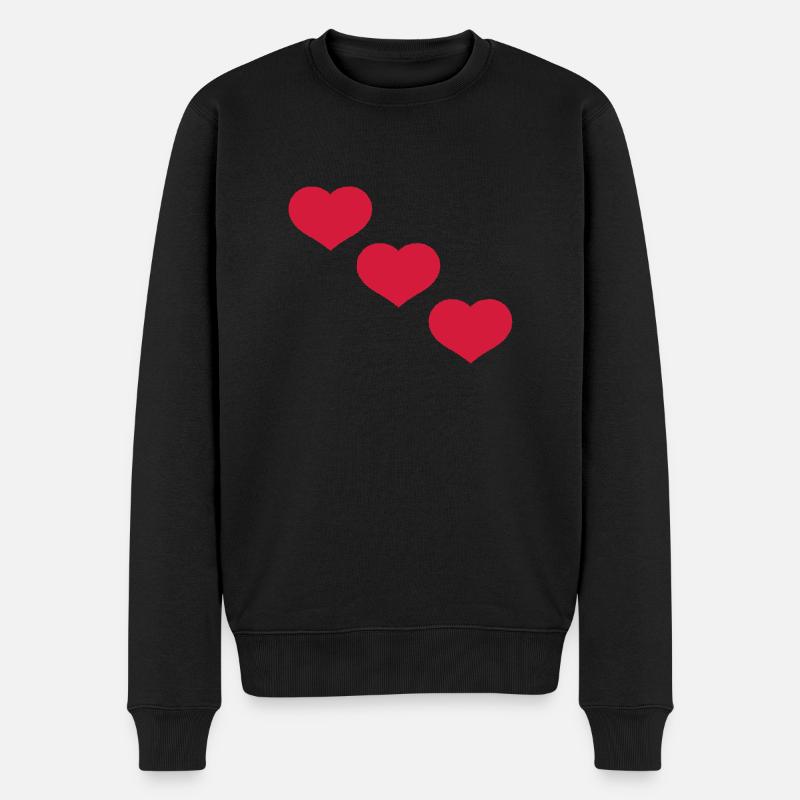 herzen - Männer Premium Bio Pullover - Schwarz