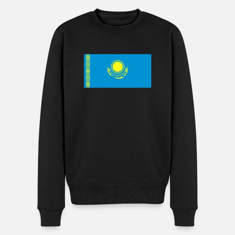 kazakstan flag - Männer Premium Bio Pullover - Schwarz