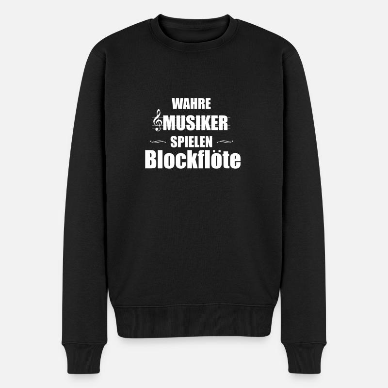 Blockflöte Instrument Geschenk - Männer Premium Bio Pullover - Schwarz