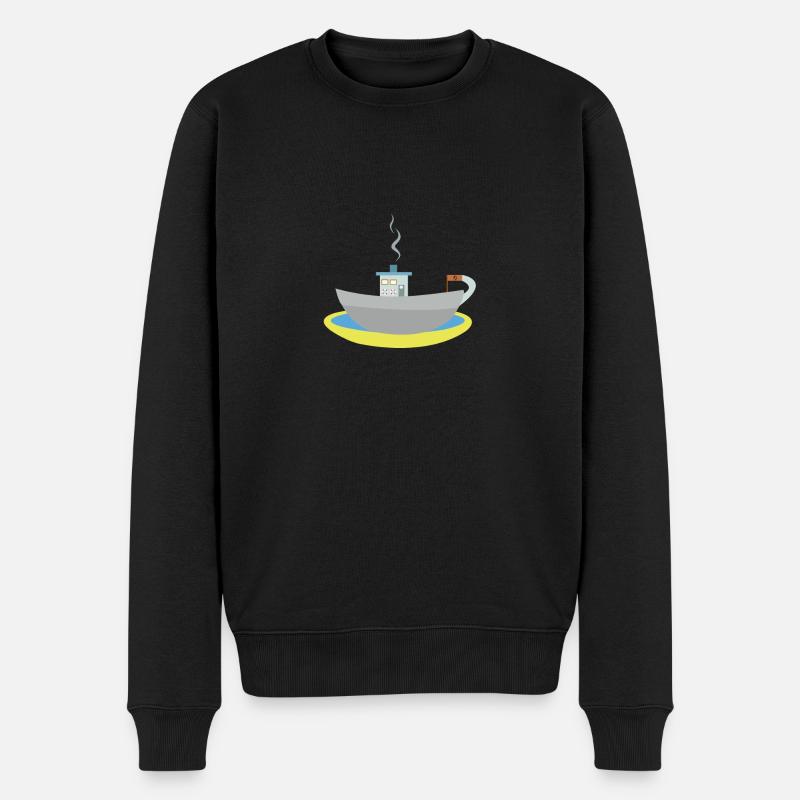 bateau tasse de café - Pull Premium bio Homme - noir