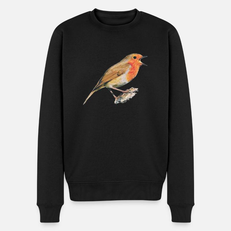Rouge-gorge oiseau Robin - Pull Premium bio Homme - noir