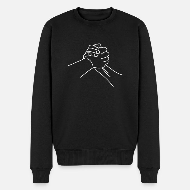 Handschlag - Männer Premium Bio Pullover - Schwarz