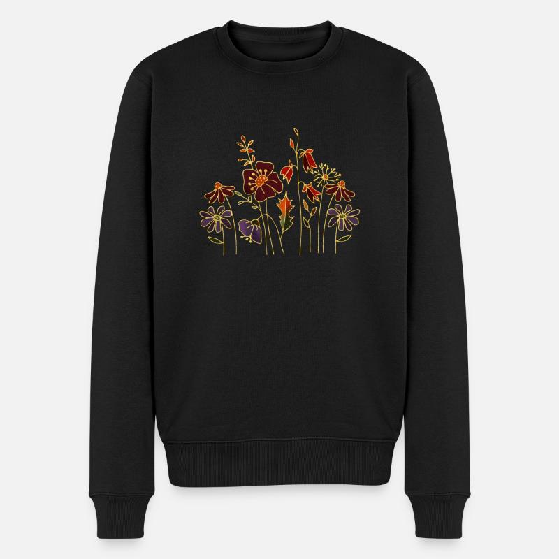 Blumen - Männer Premium Bio Pullover - Schwarz
