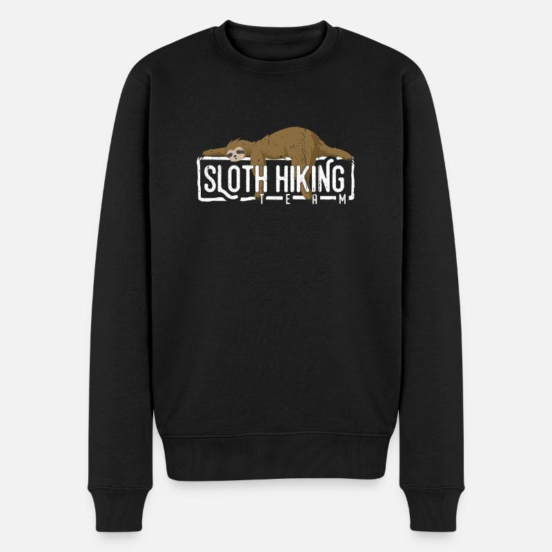 Sloth Hiking Team Faultier Wanderteam spazieren - Männer Premium Bio Pullover - Schwarz