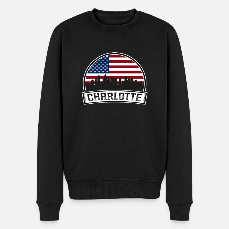 Charlotte Skyline - Männer Premium Bio Pullover - Schwarz