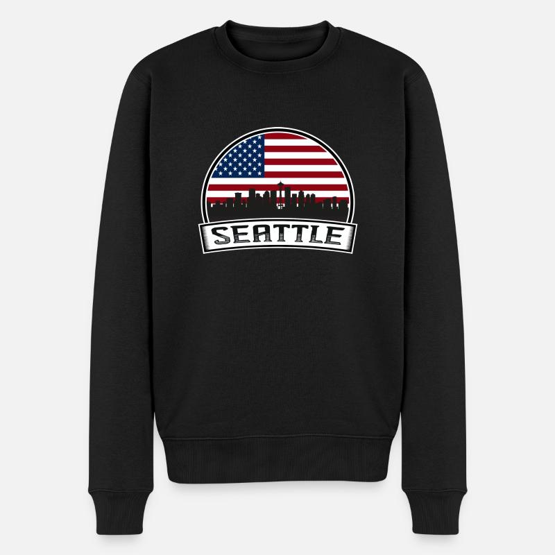 Seattle États-Unis - Pull Premium bio Homme - noir