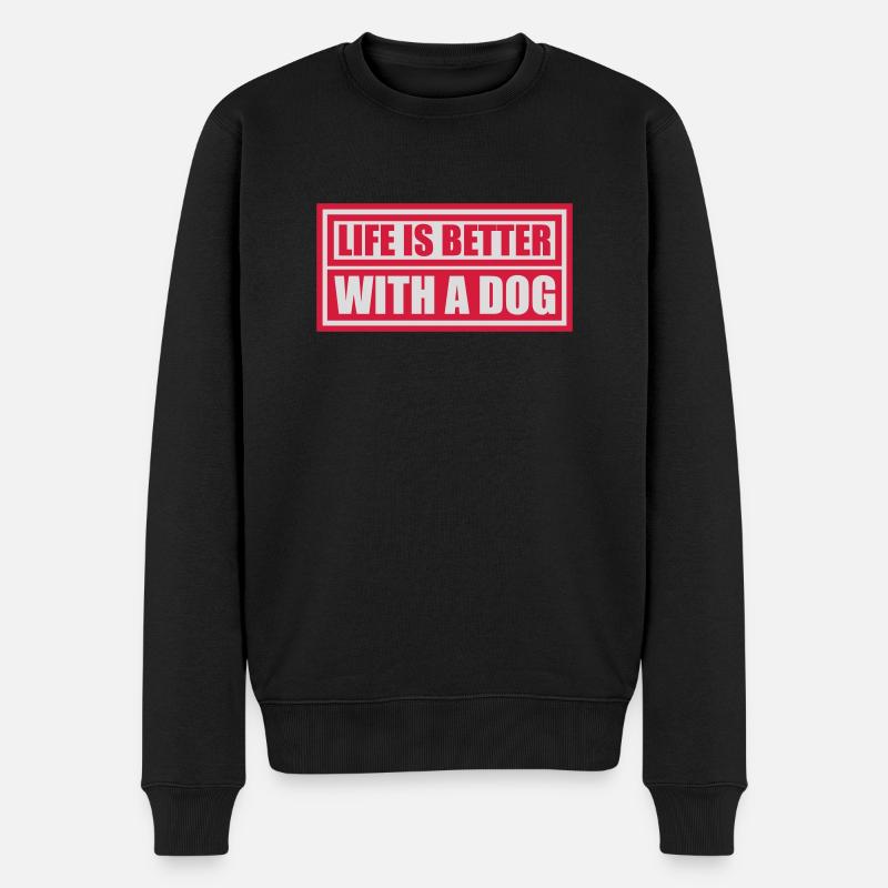 better with a dog - Männer Premium Bio Pullover - Schwarz