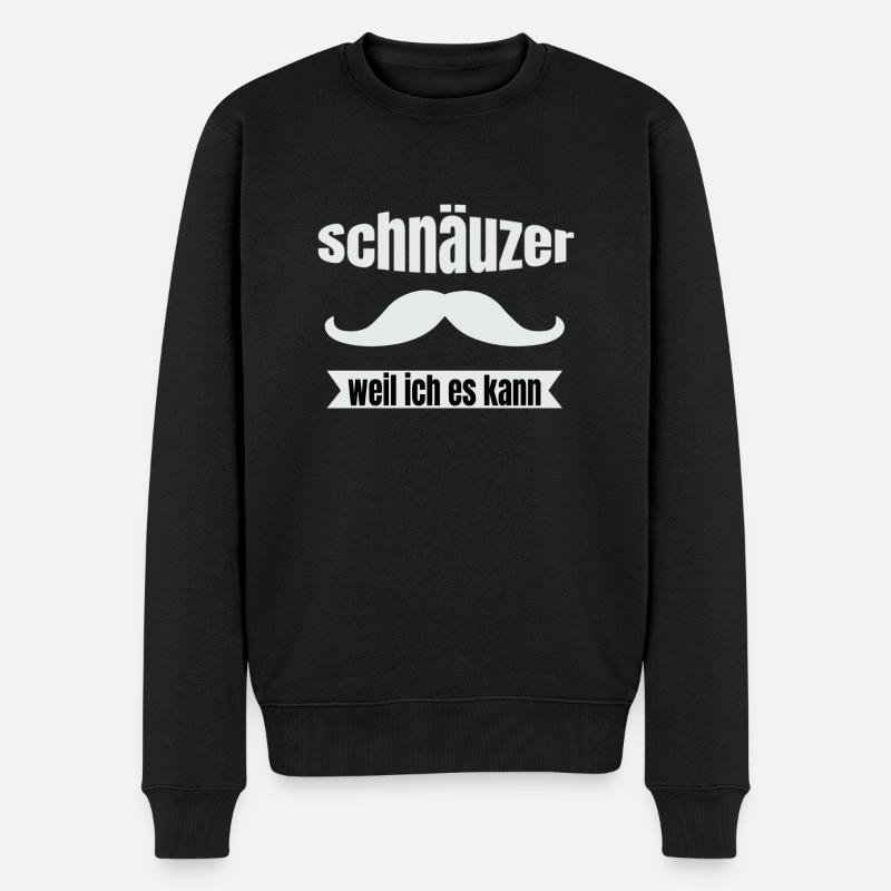 Schnäuzer Bart T-Shirt weil ich es kann - Männer Premium Bio Pullover - Schwarz