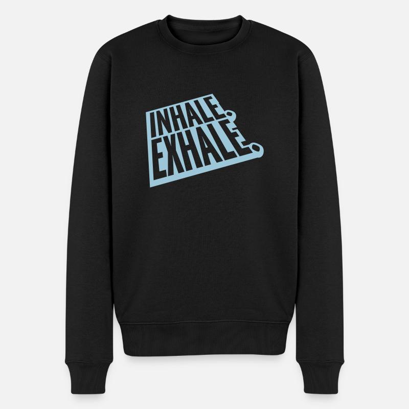 inhale exhale yoga Zitat - Männer Premium Bio Pullover - Schwarz