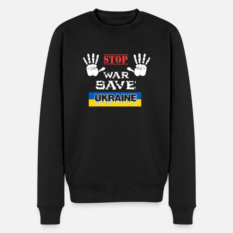 STOP WAR SAVE UKRAINE - Männer Premium Bio Pullover - Schwarz