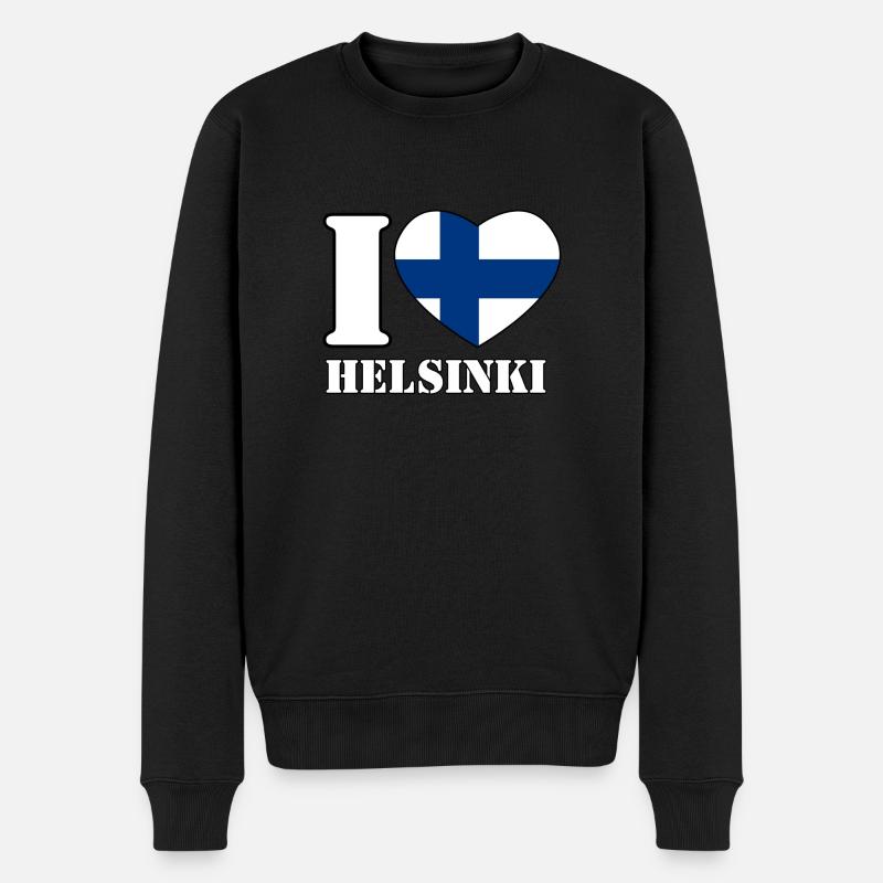 Ich liebe Helsinki - Männer Premium Bio Pullover - Schwarz