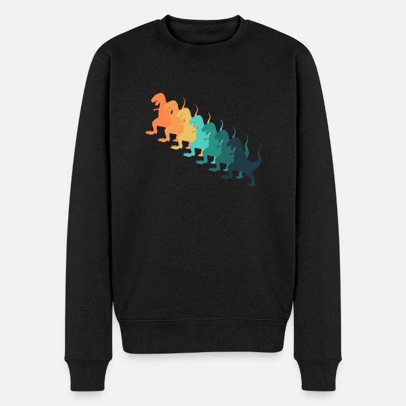 Retro-Dinosaurier - Männer Premium Bio Pullover - Schwarz