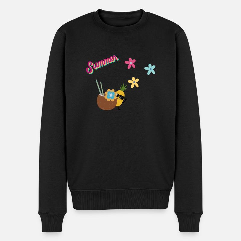 Summer Ananas - Männer Premium Bio Pullover - Schwarz